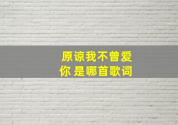 原谅我不曾爱你 是哪首歌词